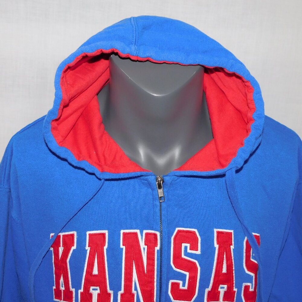 Stadium Athletics Mens L Kansas University Jayhawks NCAA Full Zip Hoodie - Picture 2 of 10